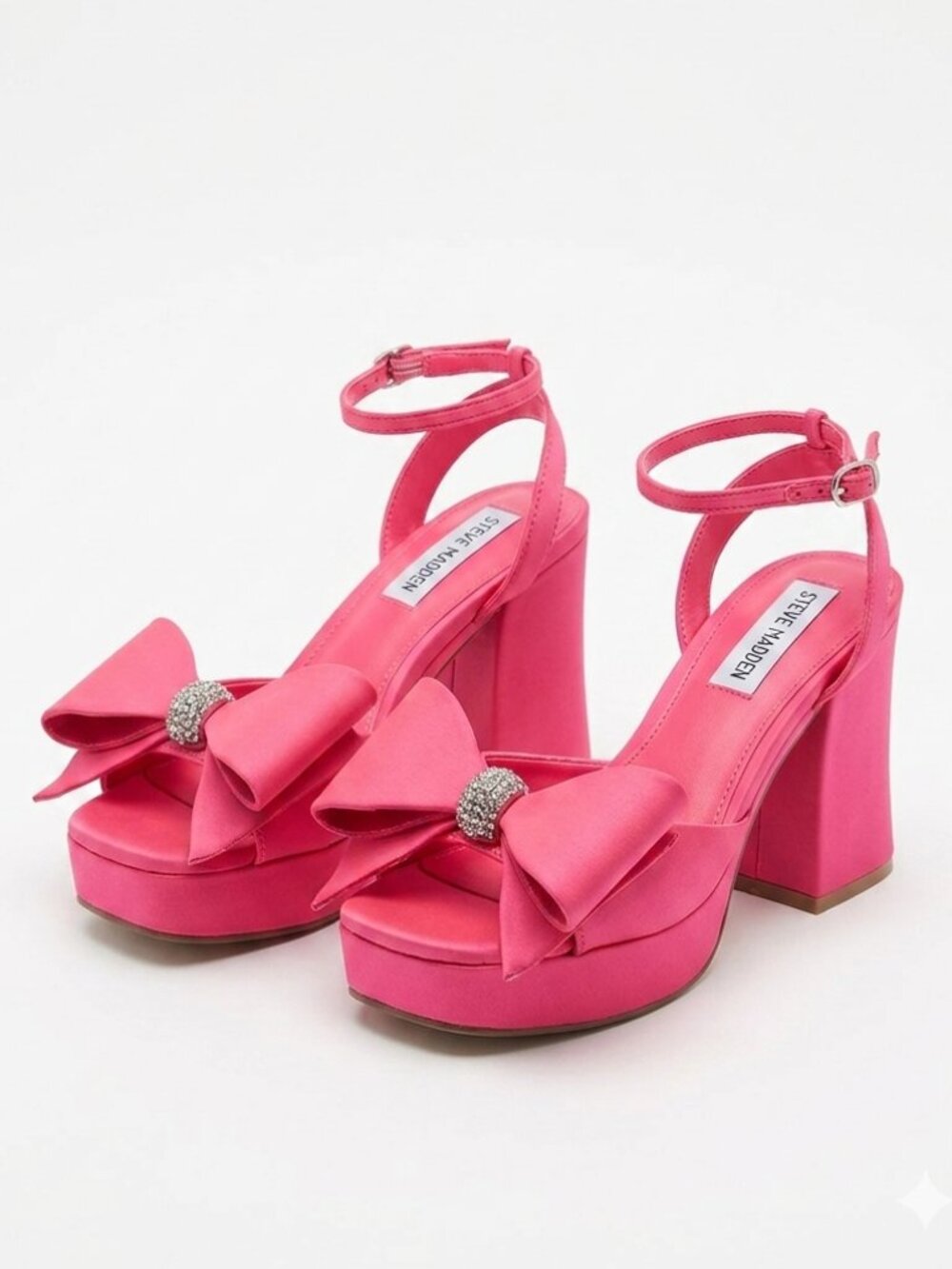 NWOT Steve Madden Aerin Satin Platform Heels Rhinestone Bow Pink 6.5 Barbiecore